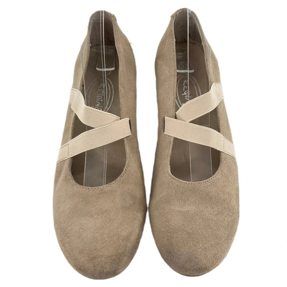 Reqins womens flats size 37 beige suede balletcore - Picture 1 of 12